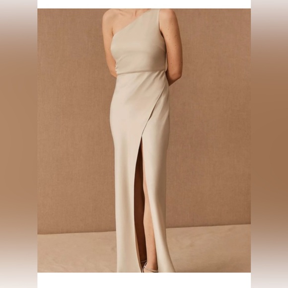 BHLDN Elegant One-Shoulder Cream Dress NWT - Picture 4 of 10